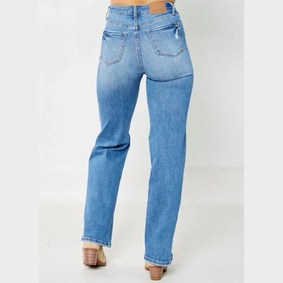 Judy Blue | Austin Distressed Straight Jeans High Rise - Picture 5 of 5